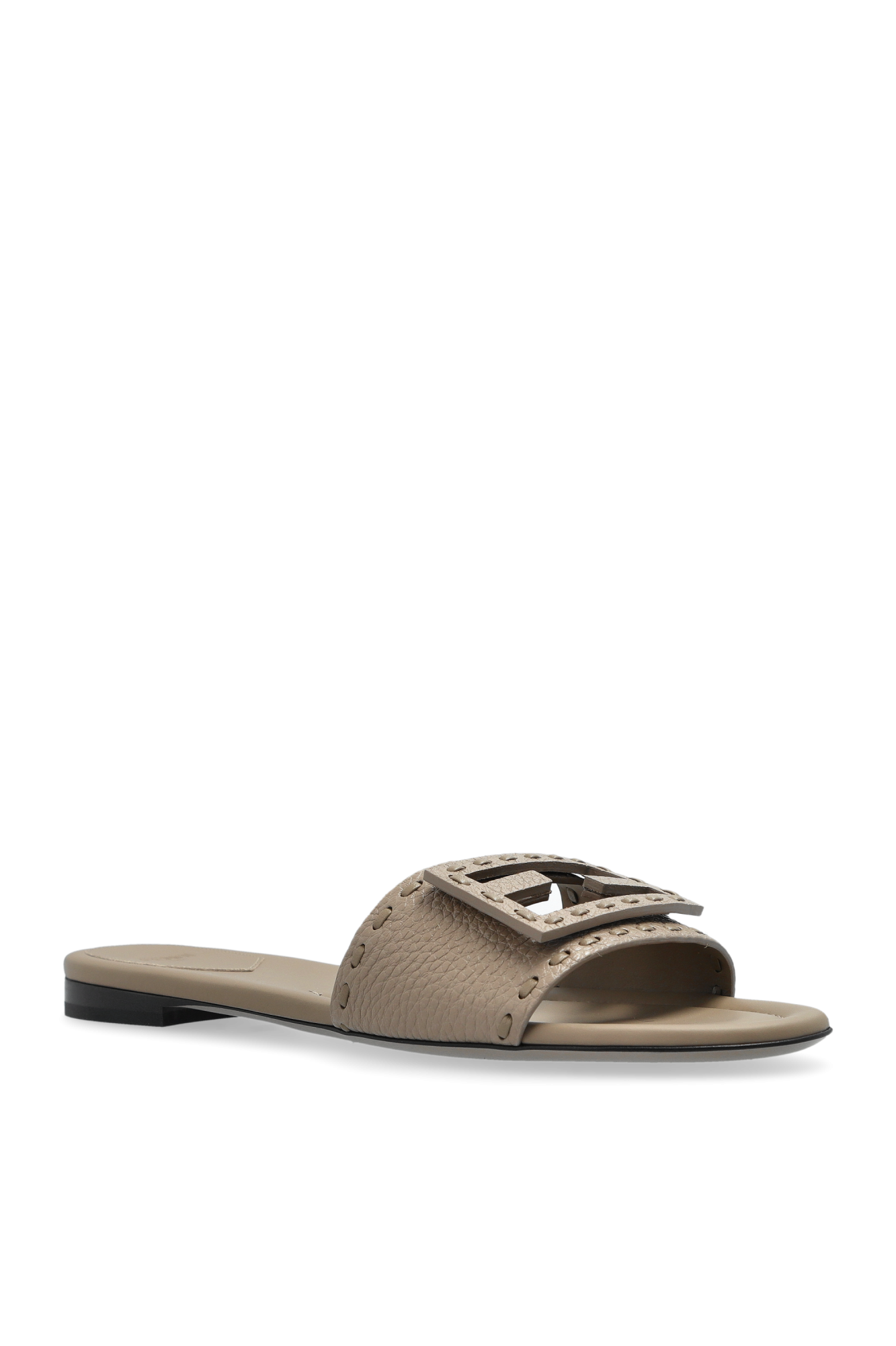 ★FENDI★ LEATHER FLATS レザー スライドサンダル 8R8136AQY2 Baguette Leather Gray | Fendi
